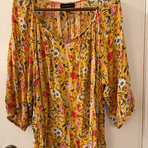 Lane Bryant Yellow Floral Blouse
